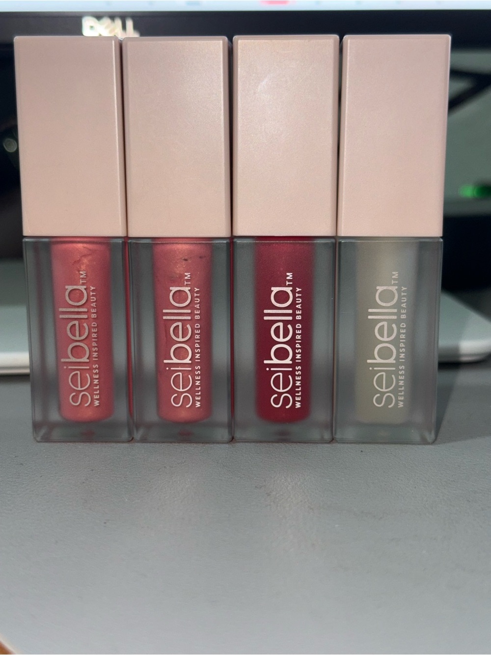 Lip Gloss Quartet โ Pink, Coral, Red, Clear